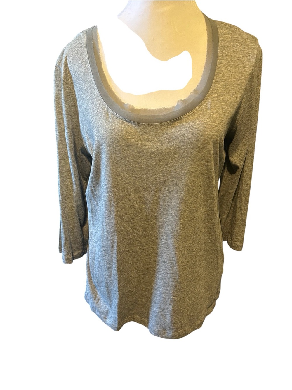 DKNYC Heather Gray Scoop Neck Long Sleeve Tee- size L